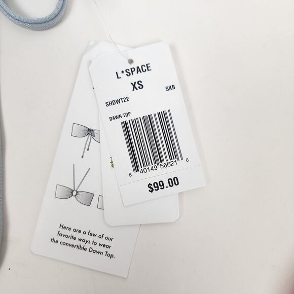 L*Space Shimmer Dawn Bikini Top in Sky Blue Convertible Size XS NWT - Picture 7 of 9